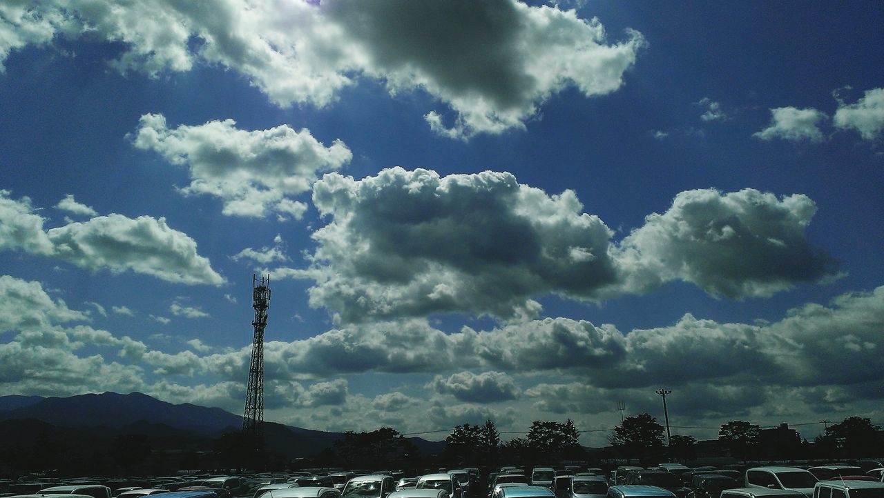 sky, cloud - sky, cloudy, electricity, electricity pylon, cloud, low angle view, weather, nature, connection, day, fuel and power generation, technology, water, outdoors, power line, no people, tranquility, scenics, beauty in nature