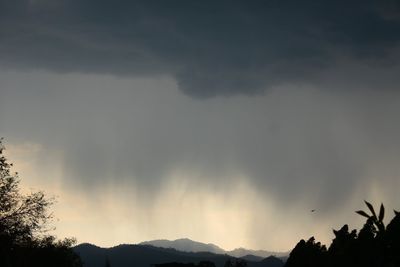 Low angle view of silhouette mountain against sky