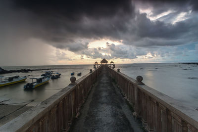 Panoramic view of sea against sky during sunset