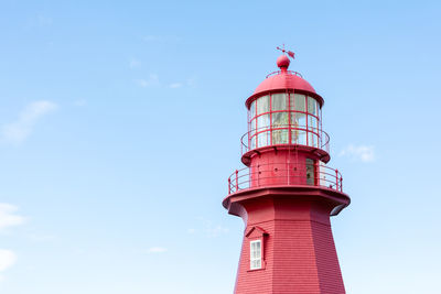 Lighthouse by sea against sky