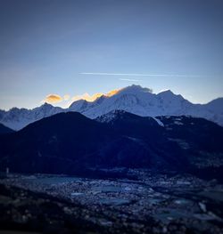 Shades and lines of mont blanc at sunrise. 