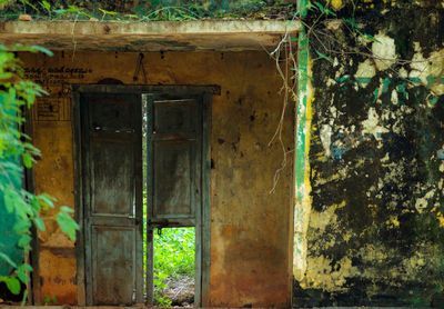 Closed door of old house