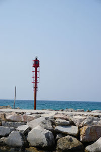 Scenic view of sea against clear sky