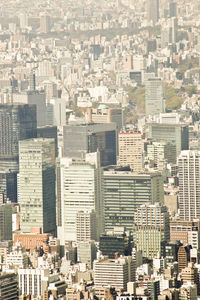 High angle view of modern buildings in city