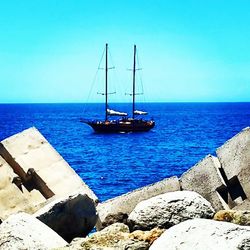 Scenic view of sea against clear sky