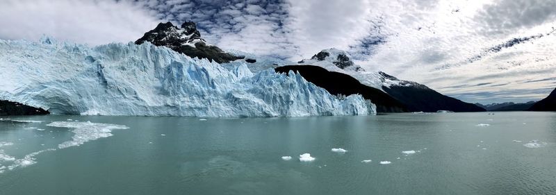 Scenic view of frozen sea against sky