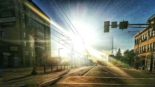 Railroad tracks in city