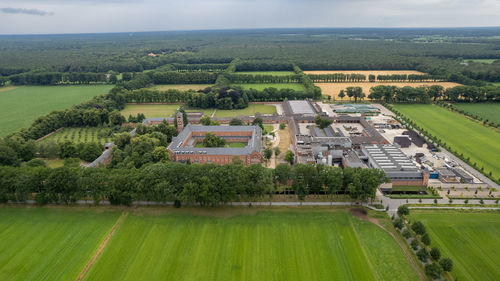 June 25th, 2022, westmalle, belgium, aerial view of the abbey of westmalle