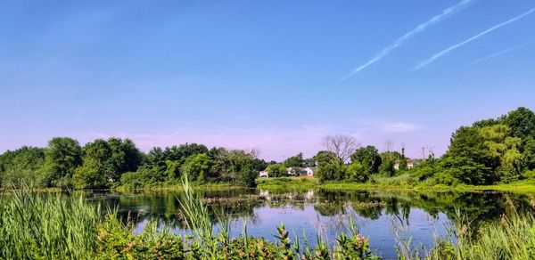 Scenic view of lake against clear sky