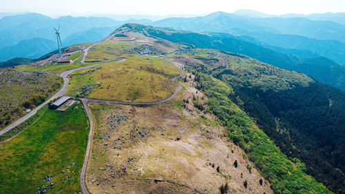 High angle view of mountain range