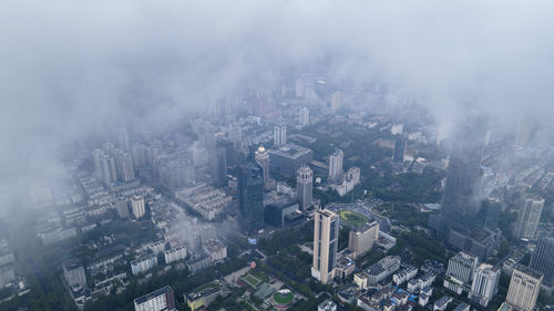 High angle view of buildings in city