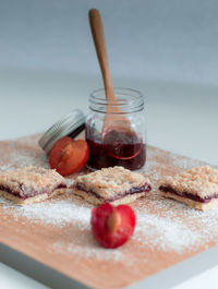 Close-up of dessert in plate on table