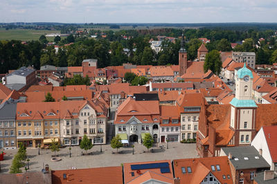 High angle view of townscape against sky