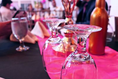 Close-up of wine glass on table at restaurant