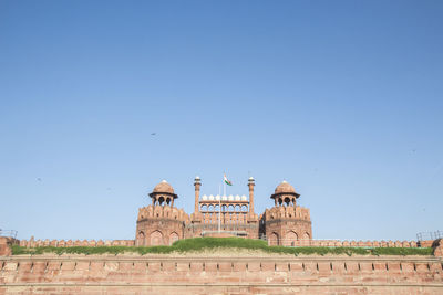 India, delhi, view of the red fort from front side in daylight.