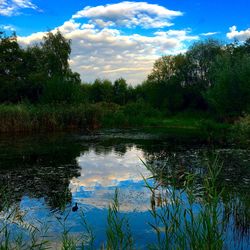 Scenic view of lake against sky