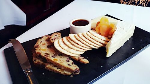 Close-up of served food in plate