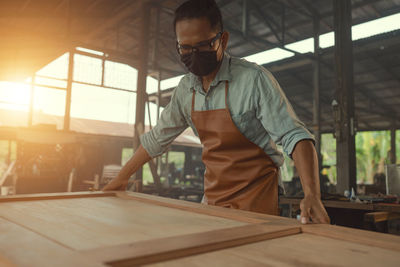 Man working on table