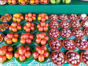 High angle view of fruits for sale in market