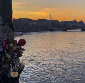 View of bridge over river in city