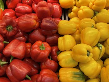 Full frame shot of bell peppers for sale at market stall