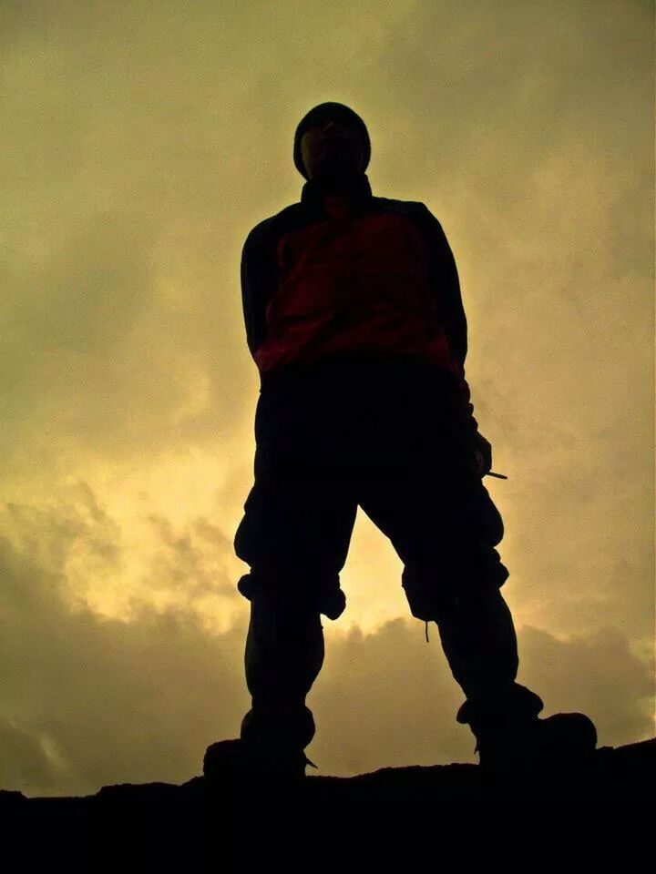 silhouette, sky, sunset, low angle view, cloud - sky, sculpture, standing, statue, human representation, cloud, art and craft, art, nature, outdoors, creativity, orange color, tranquility