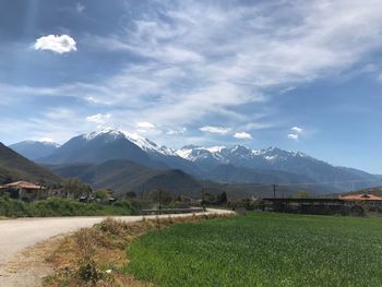 Scenic view of mountains against sky