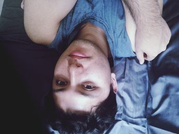 Close-up of father and daughter at home