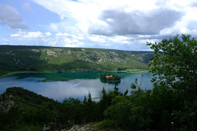 Scenic view of lake against sky