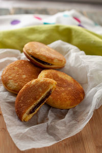 High angle view of bread on table