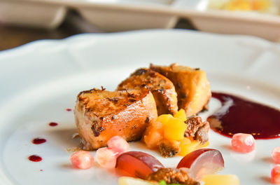 Close-up of meal served in plate