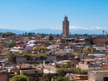 High angle view of buildings in marrakesh city