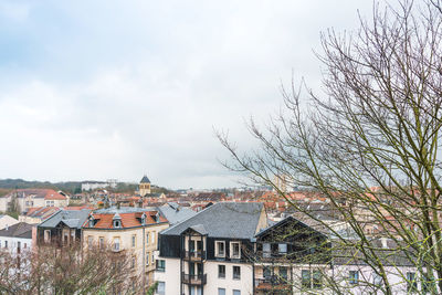 High angle view of townscape against sky