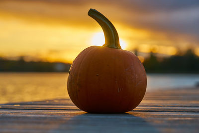 Close-up of pumpkin on table