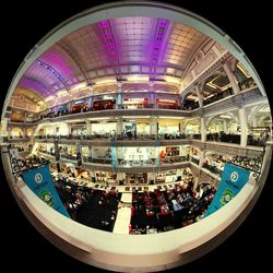 High angle view of people in shopping mall