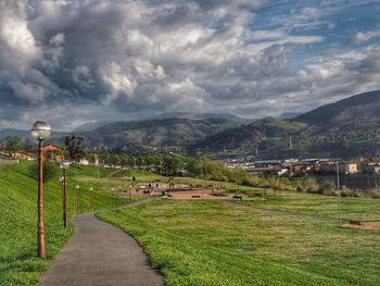 Scenic view of townscape against sky