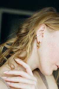 Close-up portrait of woman with eyes closed