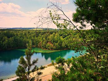 Scenic view of lake against sky