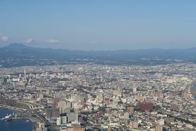 High angle view of townscape against sky