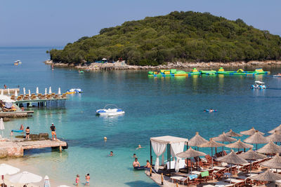 Scenic view of sea against clear sky