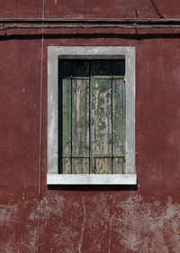 Full frame shot of window of old building