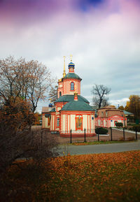 Traditional building against sky during autumn