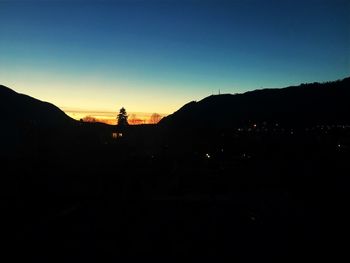 Silhouette mountain against clear sky during sunset