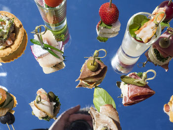 Various canapes and snacks served on platter