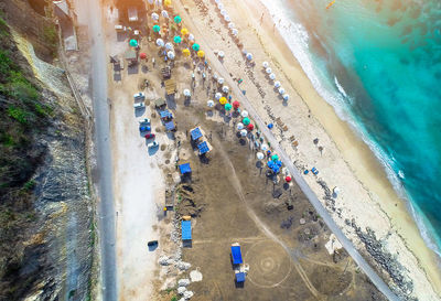 Aerial view of people on beach