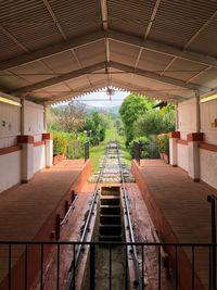 Empty railroad station platform