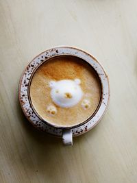 High angle view of coffee on table