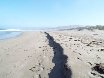 Scenic view of beach against clear sky