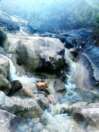 View of river flowing through rocks