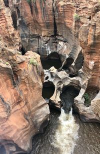 Rock formations in a canyon pot holes